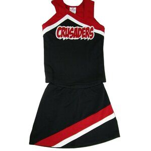 NEW CRUSADES Cheerleader Uniform Cheer Outfit Youth Teen 32" Top 24 Waist RED